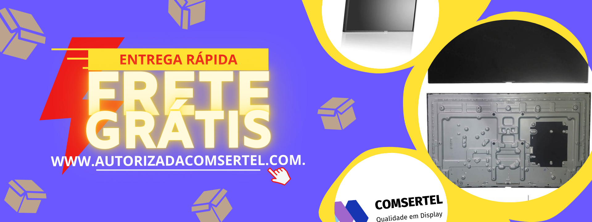 Banner frete grátis amarelo e vermelho