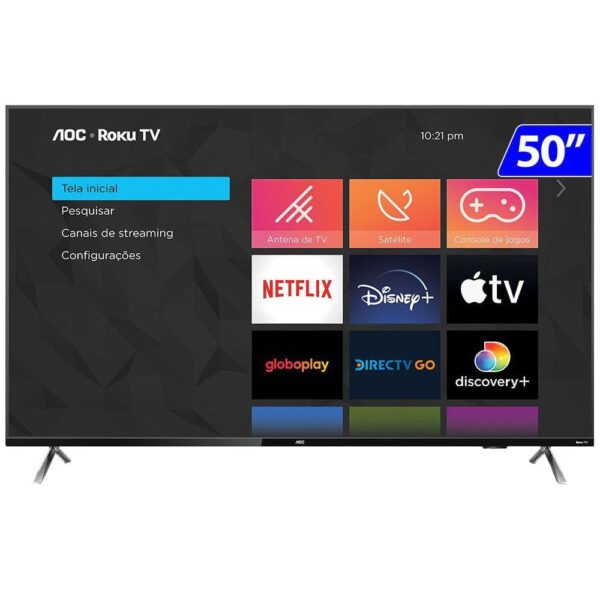 Tela display Smart TV AOC Roku LED 50 Polegadas 4K UHD Wi-Fi 50U6125/78G - Imagem 3