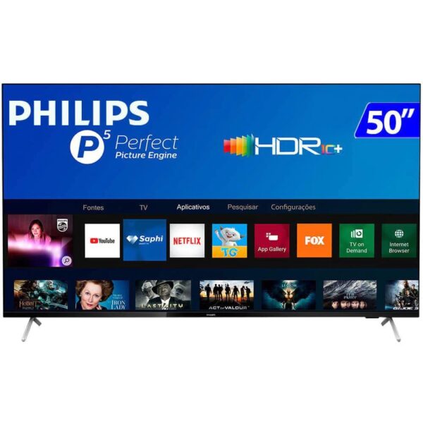 Tela display TV 50 Polegadas Philips Led Smart 4k Usb Hdmi 50pug7625 - Imagem 2